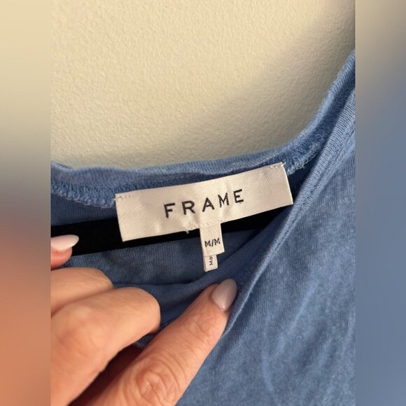 FRAME Easy True Organic Linen Tee In Blue - Picture 6 of 7